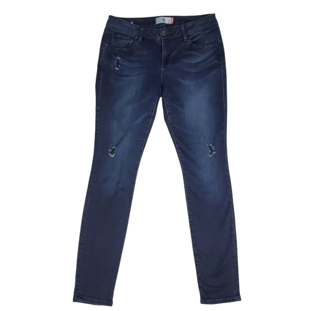 Cabi Skinny Jeans Womens Size 6 Distressed Stretch Dark Denim Style 3193